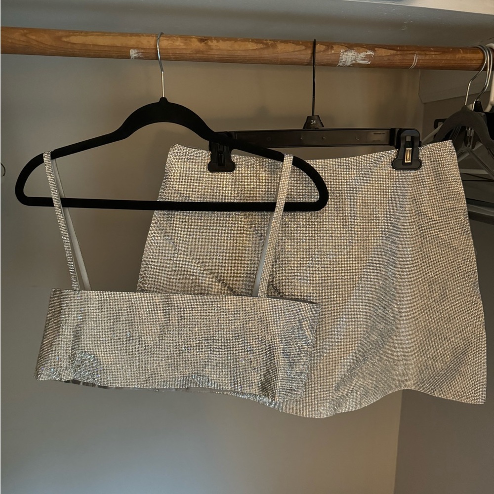 White fox sparkly two piece set worn once!